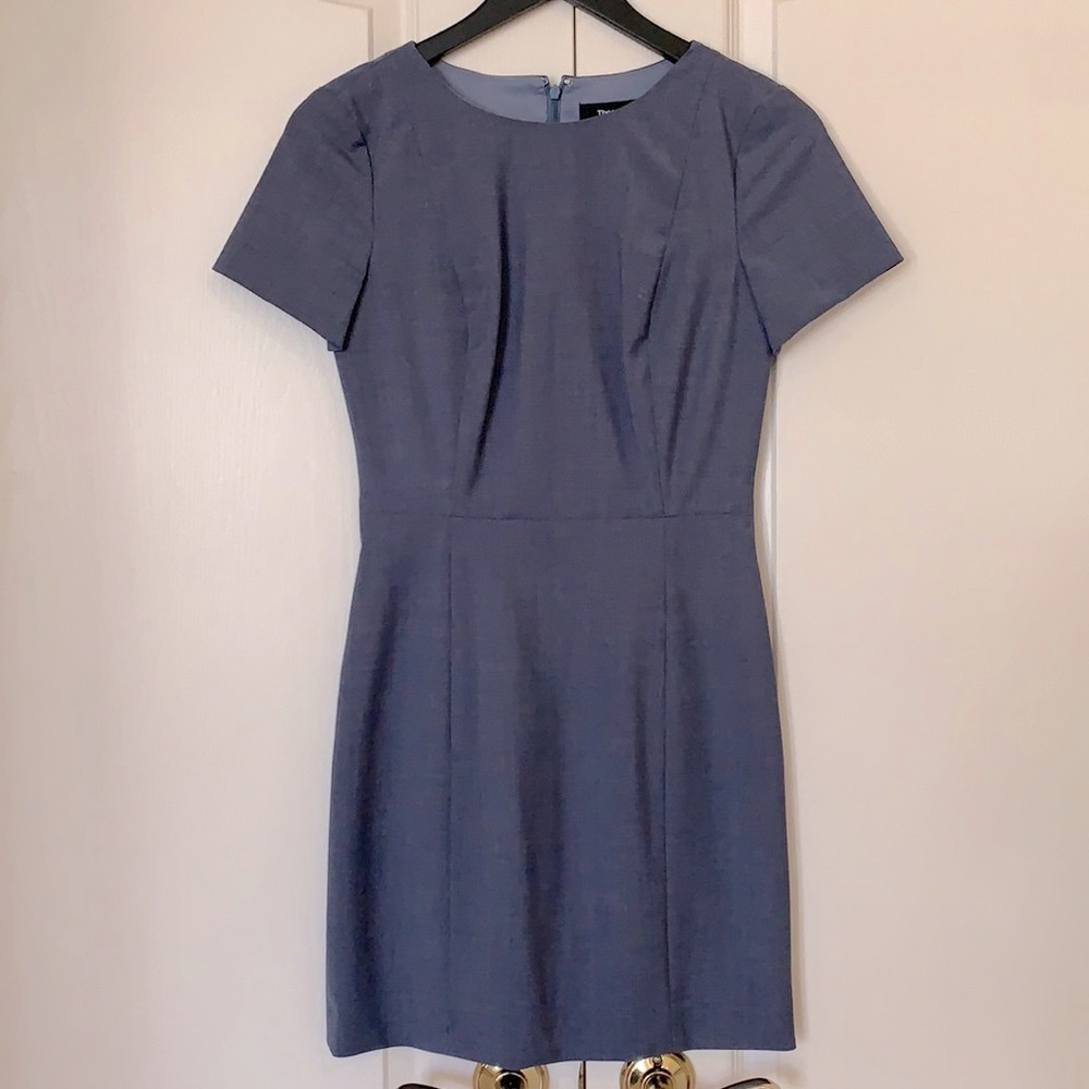 Theory Short Sleeve Wool Blend Suiting Dress